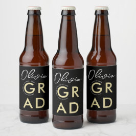 Stijlvol Modern Zwart Goud Vetgedrukte Typo Afstud Bier Etiket