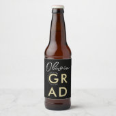 Stijlvol Modern Zwart Goud Vetgedrukte Typo Afstud Bier Etiket (Voorkant)