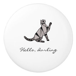 Stijlvol modern zwart, grafisch station en script keramische knop