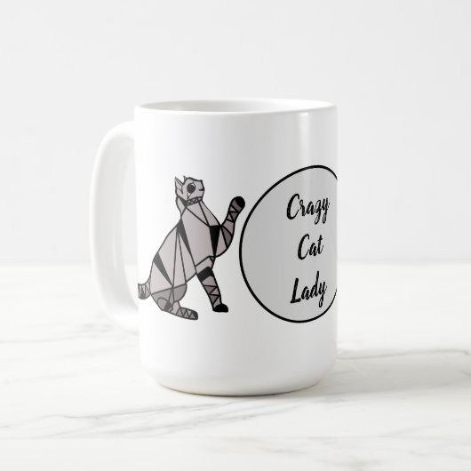 Stijlvol modern zwart, grafisch station en script koffiemok (Voorkant links)