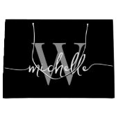 Stijlvol modern zwart grijs monogram initiaal schr groot cadeauzakje (Voorkant)