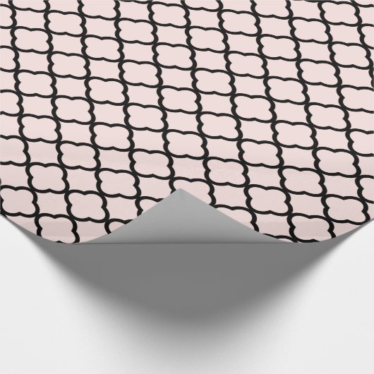 Stijlvol modern zwart Quatrefoil Pattern Weddensch Cadeaupapier (Hoek)