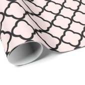 Stijlvol modern zwart Quatrefoil Pattern Weddensch Cadeaupapier (Rol Hoek)