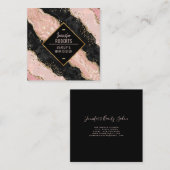 Stijlvol, modern zwart-roze, marmer Gold Glitter Vierkante Visitekaartje (Voorkant / Achterkant)
