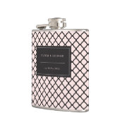 Stijlvol modern zwart Roze Quatrefoil naam Weddens Heupfles (Links)