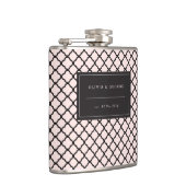 Stijlvol modern zwart Roze Quatrefoil naam Weddens Heupfles (Rechts)