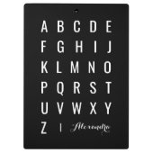 Stijlvol modern zwart-wit alfabet klembord (Achterkant)