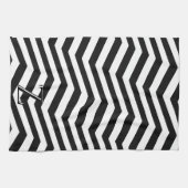 Stijlvol Modern Zwart Wit Chevron Pattern Initiaal Theedoek (Horizontaal)