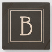 Stijlvol modern zwart-wit Initiaal Stenen Onderzetter (Voorkant)