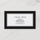 Stijlvol Modern Zwart & Wit Polka Dot Rood Lint Visitekaartje (Achterkant)