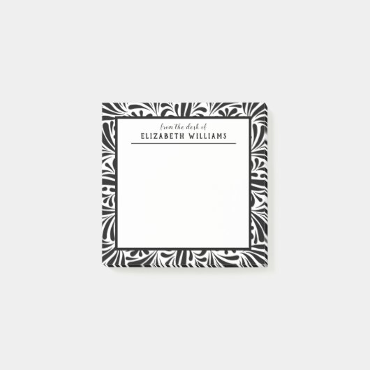 Stijlvol modern zwart-wit waspatroon post-it® notes (Voorkant)