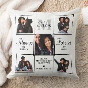 Stijlvol MOM Persoonlijk Monogram 5 Foto Collage Kussen