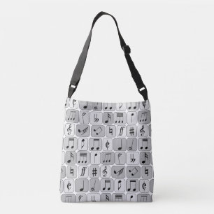 Stijlvol monochrome geometrische Muzieknoten Crossbody Tas