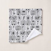 Stijlvol monochrome geometrische Muzieknoten Patro Bad Handdoek (Wasdoekje)
