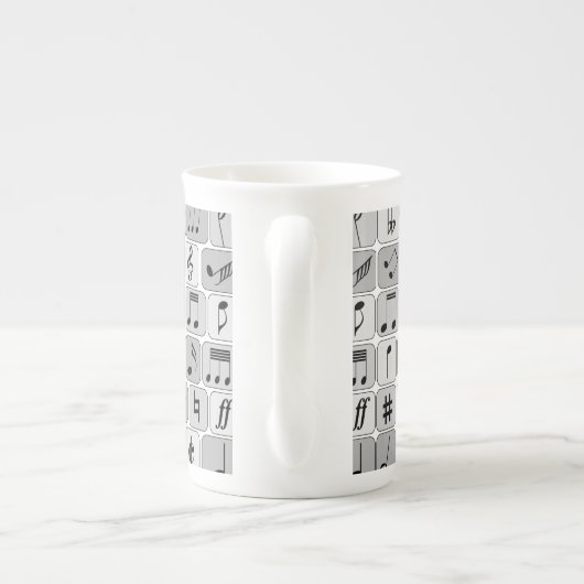 Stijlvol monochrome geometrische Muzieknoten Porselein Kop (Achterkant)