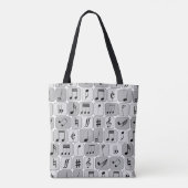 Stijlvol monochrome geometrische Muzieknoten Tote Bag (Achterkant)