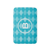 Stijlvol monogram aqua blue argyle-patroon badmat (Voorkant Verticaal)
