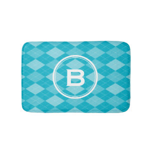 Stijlvol monogram aqua blue argyle-patroon badmat