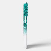 Stijlvol monogram aqua glitter naam wit Case-Mate iPhone case (Achterkant / Rechts)