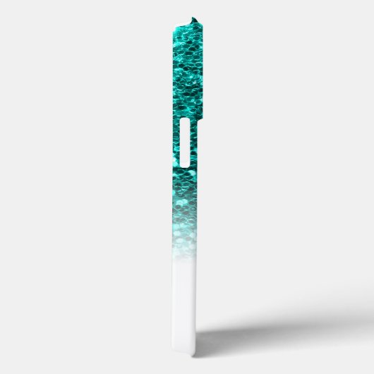 Stijlvol monogram aqua glitter naam wit Case-Mate iPhone case (Achterkant / Rechts)