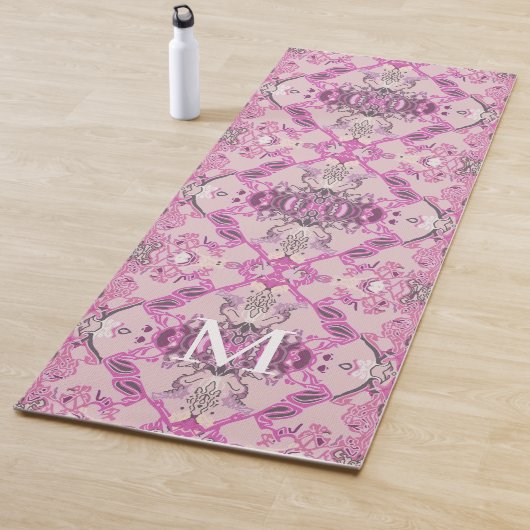 Stijlvol Monogram Baroque Patroon in Roze Shades Yogamat (In situ)
