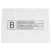 Stijlvol monogram & bedrijfsnaam (of andere tekst) groot cadeauzakje (Voorkant)