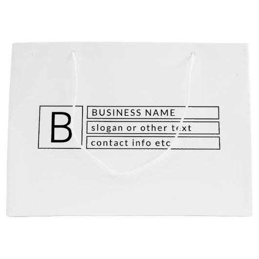 Stijlvol monogram & bedrijfsnaam (of andere tekst) groot cadeauzakje (Voorkant)