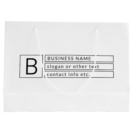 Stijlvol monogram & bedrijfsnaam (of andere tekst) groot cadeauzakje (Achterkant)