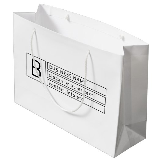 Stijlvol monogram & bedrijfsnaam (of andere tekst) groot cadeauzakje (Achterkant Gekanteld)