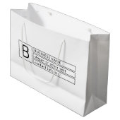 Stijlvol monogram & bedrijfsnaam (of andere tekst) groot cadeauzakje (Voorkant Gekanteld)