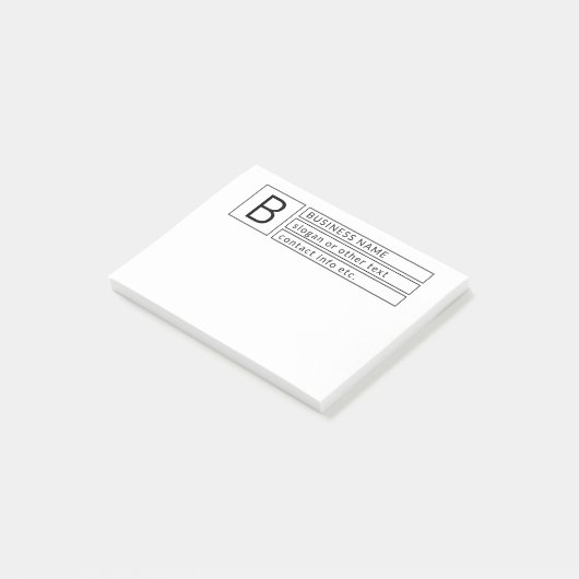 Stijlvol monogram & bedrijfsnaam (of andere tekst) post-it® notes (Schuin)