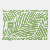 Stijlvol Monogram Blad Patroon Plantenliefhebber Theedoek (Horizontaal)