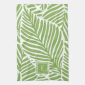 Stijlvol Monogram Blad Patroon Plantenliefhebber Theedoek (Verticaal)