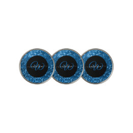Stijlvol monogram blauw glitter naam zwart
