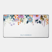 Stijlvol Monogram Blauw Paarse Waterverf bloemig Bureaumat (Voorkant)