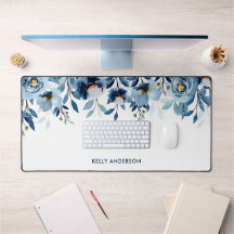 Stijlvol Monogram Blauwe Waterverf bloemmotief