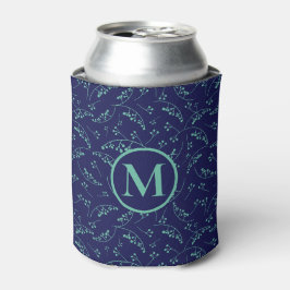 Stijlvol monogram blauwgroen groen boomkleurig pat blikjeskoeler