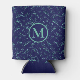 Stijlvol monogram blauwgroen groen boomkleurig pat blikjeskoeler