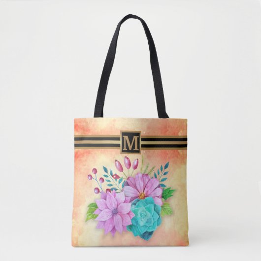 STIJLVOL MONOGRAM BLOEMIG TOTE BAG (Voorkant)