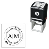 Stijlvol monogram botanisch retour adres bruiloft zelfinktende stempel (In situ)