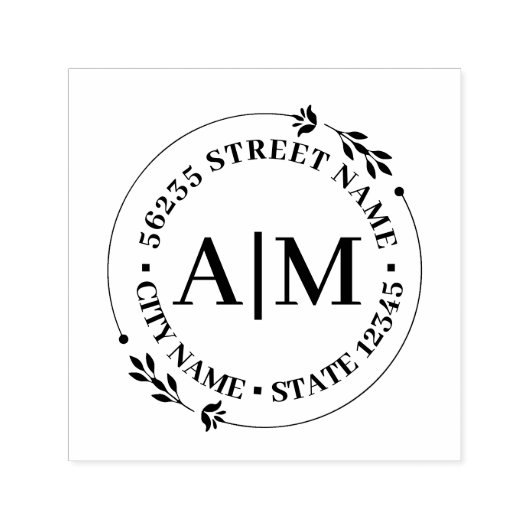 Stijlvol monogram botanisch retour adres bruiloft  zelfinktende stempel (Design)