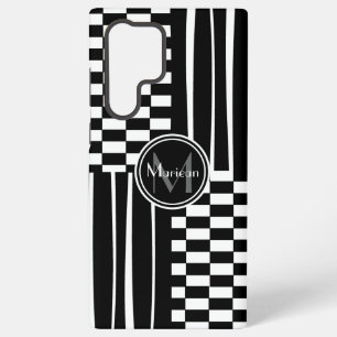 Stijlvol monogram check en strepen samsung galaxy hoesje
