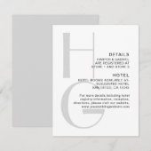 Stijlvol monogram. Eenvoudige moderne trouwgegeven Informatiekaartje (Voorkant / Achterkant)