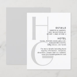 Stijlvol monogram. Eenvoudige moderne trouwgegeven Informatiekaartje