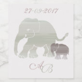 Stijlvol monogram en aangepaste jaar olifant  wijn etiket (Enkel label)