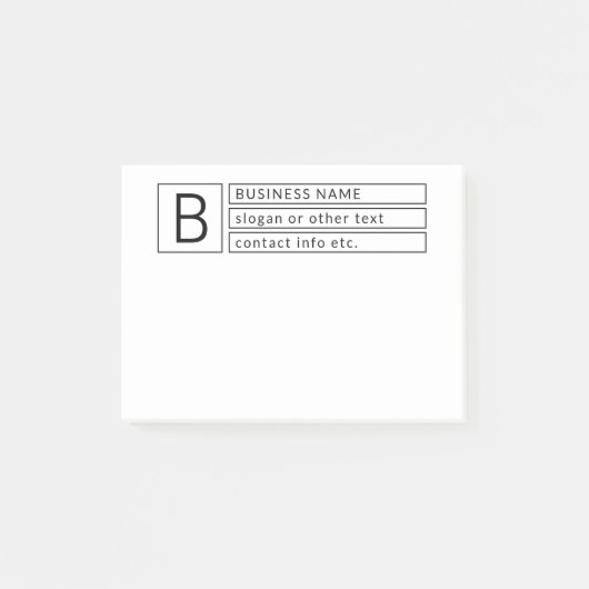 Stijlvol monogram en bedrijfsnaam (of andere tekst post-it® notes (Voorkant)
