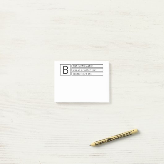 Stijlvol monogram en bedrijfsnaam (of andere tekst post-it® notes (Op bureau)