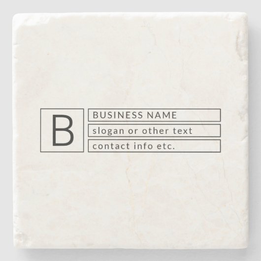 Stijlvol monogram en bedrijfsnaam (of andere tekst stenen onderzetter (Voorkant)