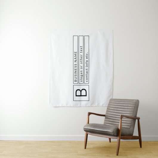 Stijlvol monogram en bedrijfsnaam (of andere tekst wandkleed (In situ)