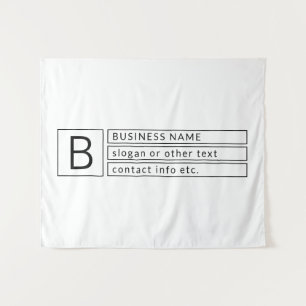 Stijlvol monogram en bedrijfsnaam (of andere tekst wandkleed